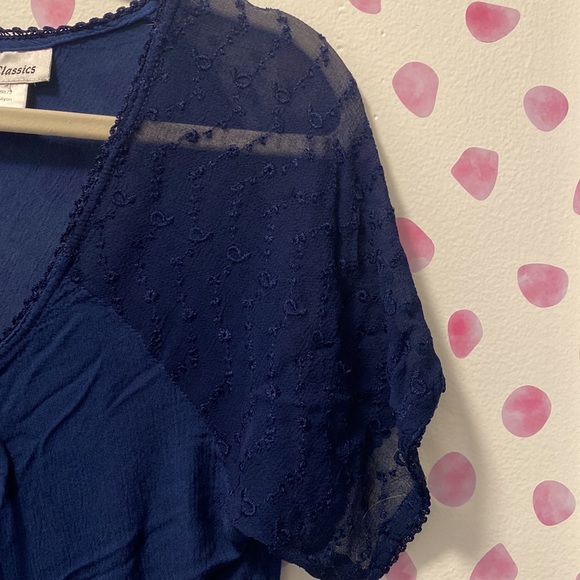 Sheer Blue Sun Dress/Swim Cover Up with Tye Dye at Asymmetrical Hemline - Picture 4 of 5